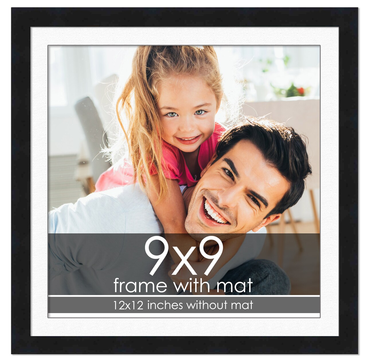 Modern Black Frame with White Photo Mat, UV Acrylic Front, Foam Board Backing, 60 Sizes Available